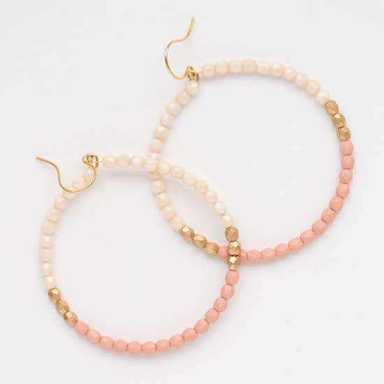 Large Green and Blush Dangle Hoops