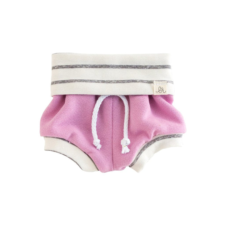 Flamingo and Grey Stripe Beach Shorties
