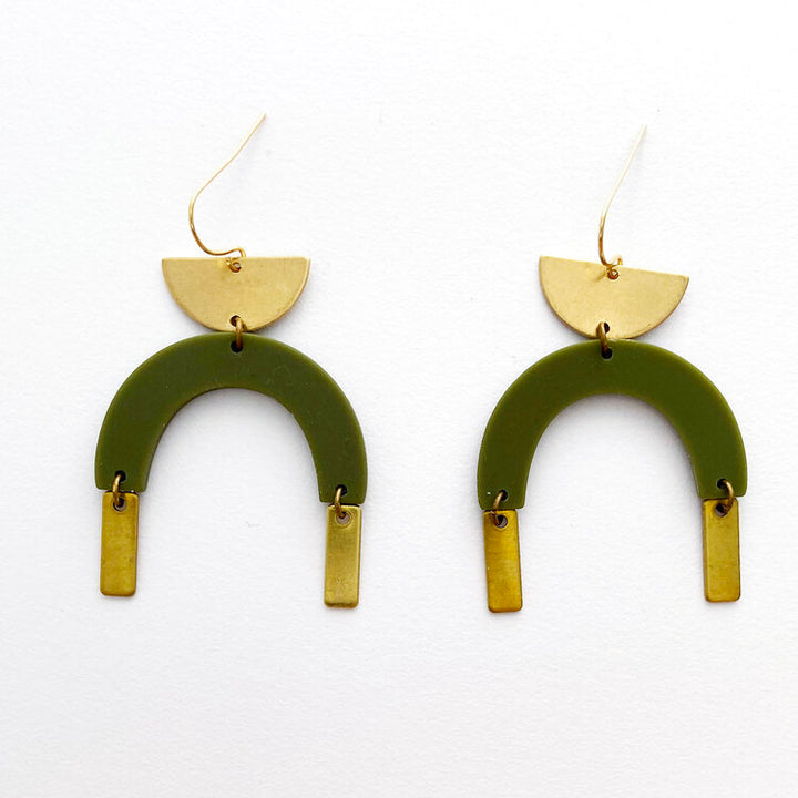 Bison Matte Acrylic and Brass Arch Earrings