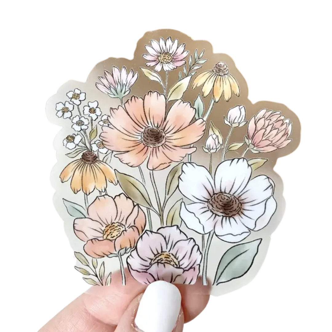 Wildflower Bunch Clear Sticker