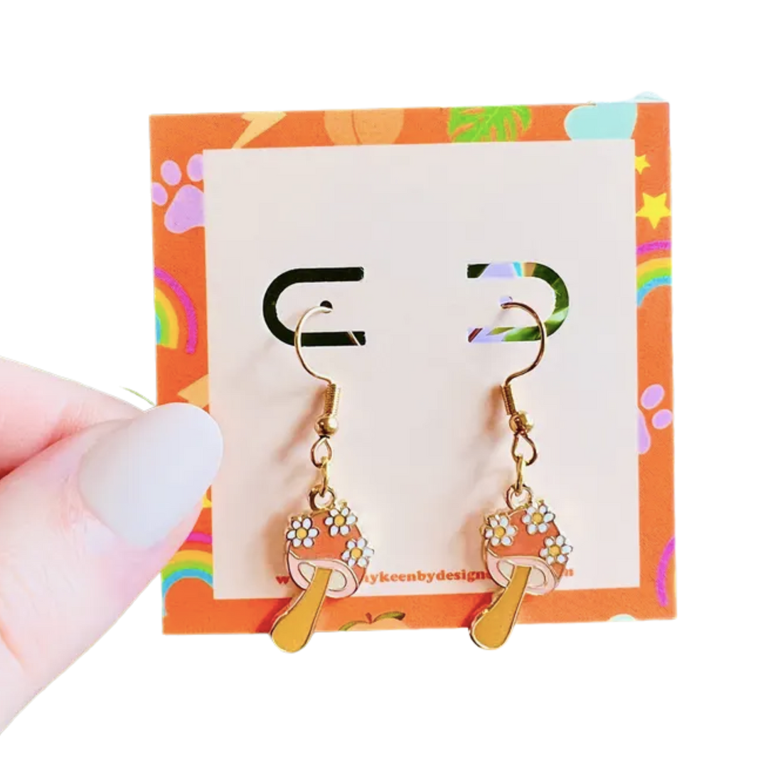 Floral Mushroom Drop Earrings