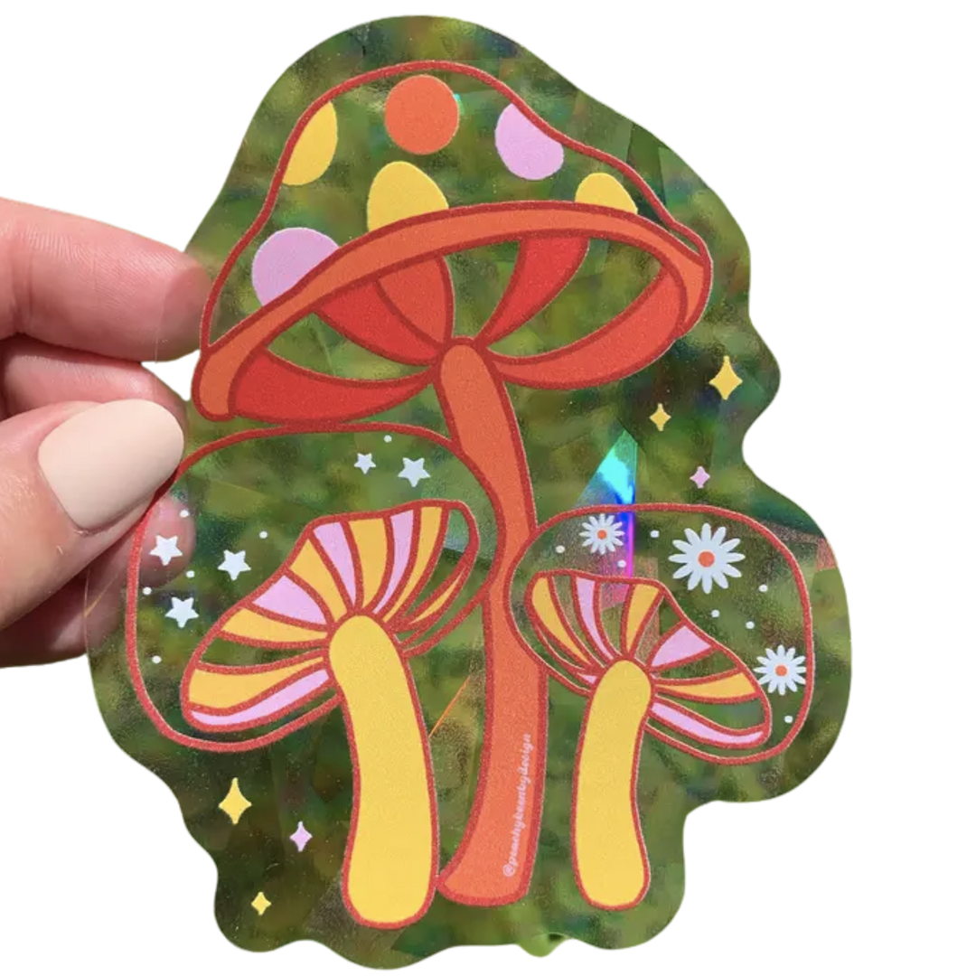 Psychedelic Mushrooms Sticker 4.5" Suncatcher