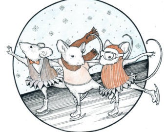 Three Skating Mice - Mice-Skating 8" x 10"