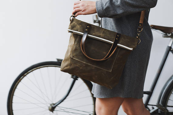 Waxed Canvas Book Bag