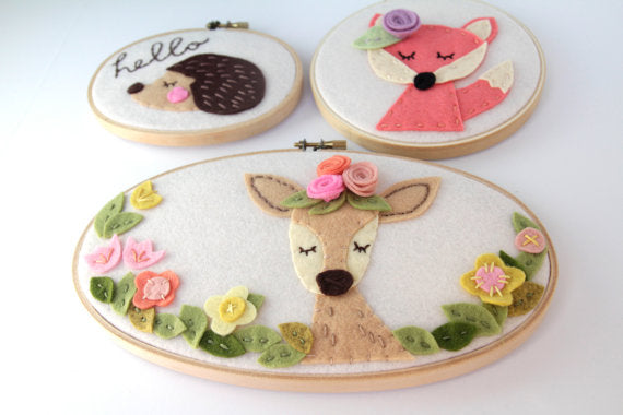 Coral Felt Fox Nursery Wall Art