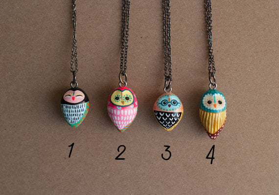 Barn Owl Necklace Gunmetal Chain