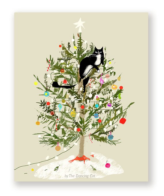 Christmas Tree Cat Card
