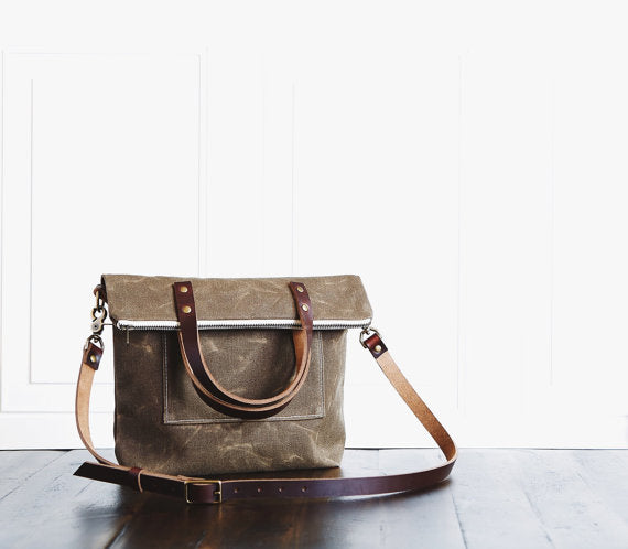 Waxed Canvas Book Bag