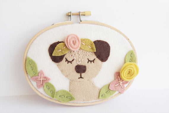 Pug with Flowers Nursery Wall Art