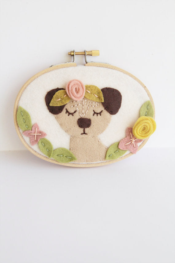 Pug with Flowers Nursery Wall Art