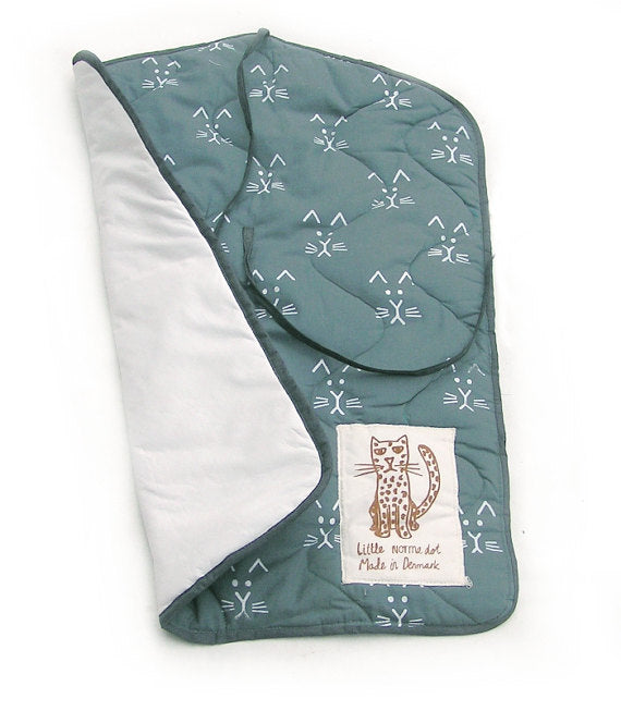 Changing Pad - Cat Print- Dusty Blue