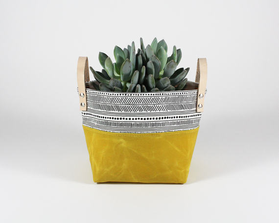 Marigold Waxed Canvas Fabric Basket