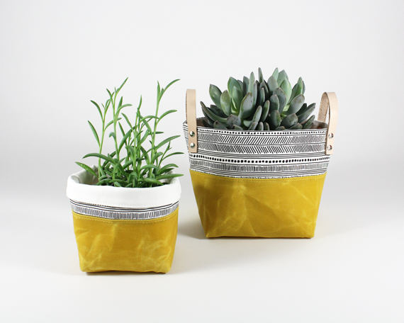 Marigold Waxed Canvas Fabric Basket