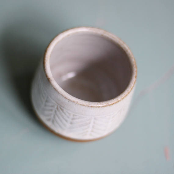 Stoneware Hand Carved Container