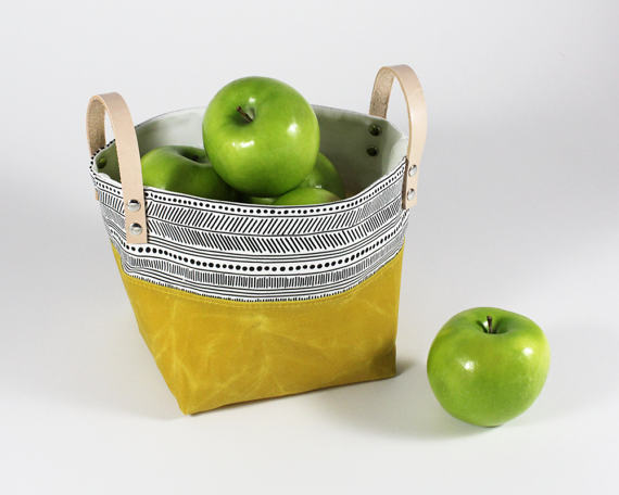 Marigold Waxed Canvas Fabric Basket