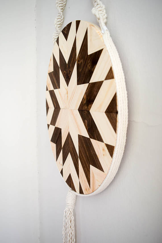 Wood and Macrame Wall Hanging -   // by Roaming Roots Studio