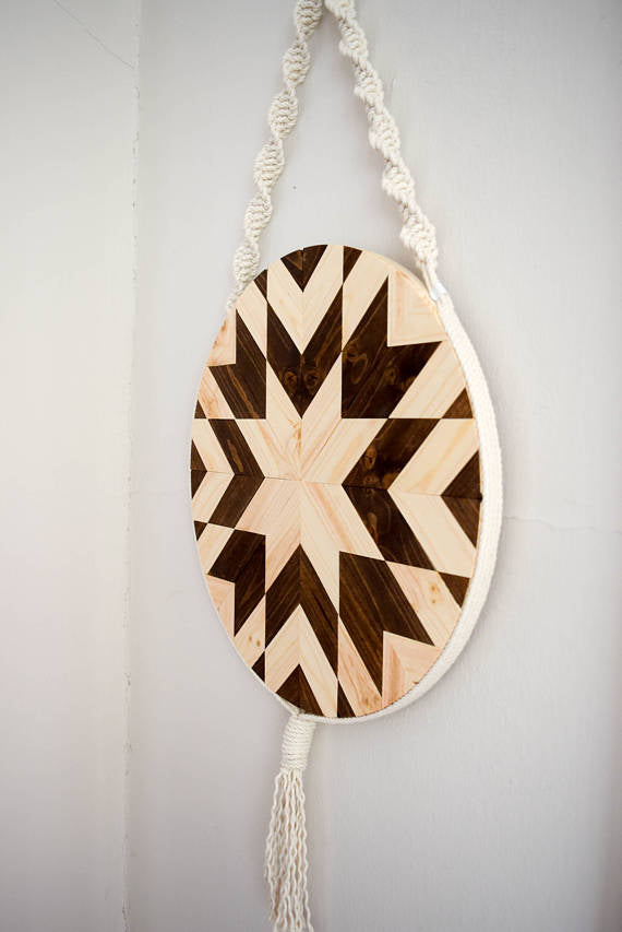 Wood and Macrame Wall Hanging -   // by Roaming Roots Studio