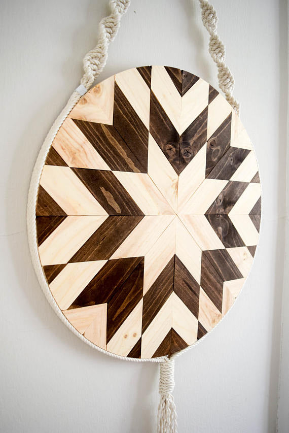 Wood and Macrame Wall Hanging -   // by Roaming Roots Studio