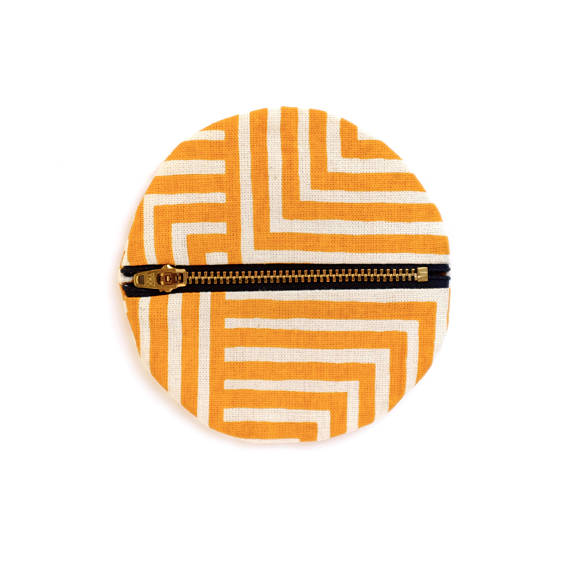 Golden Yellow Small Circle Pouch- Geometric Modern Wallet