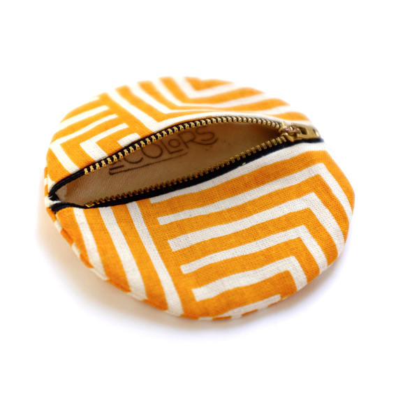 Golden Yellow Small Circle Pouch- Geometric Modern Wallet