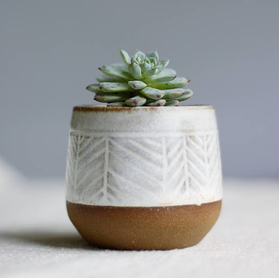 Stoneware Hand Carved Container