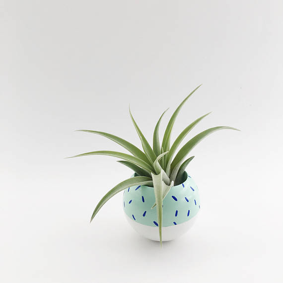 Mini Sphere Planter- Sage + Wood