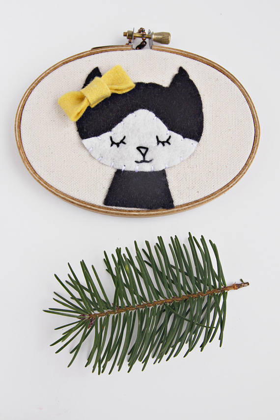 Small Cat with Bow Nursery Wall Art