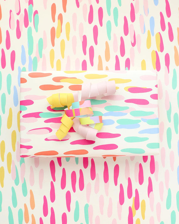 Rainbow Confetti Dots Wrapping Paper Sheets - WATERBURY
