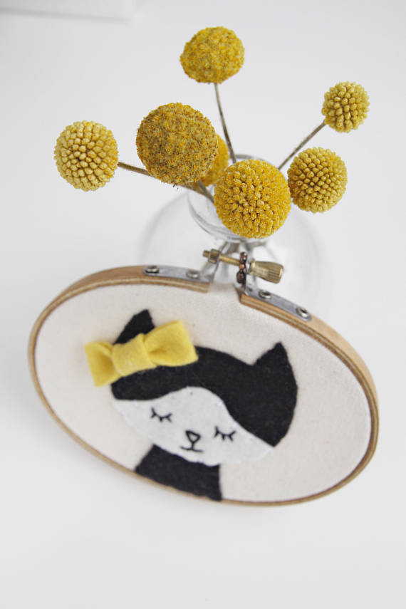 Small Cat with Bow Nursery Wall Art