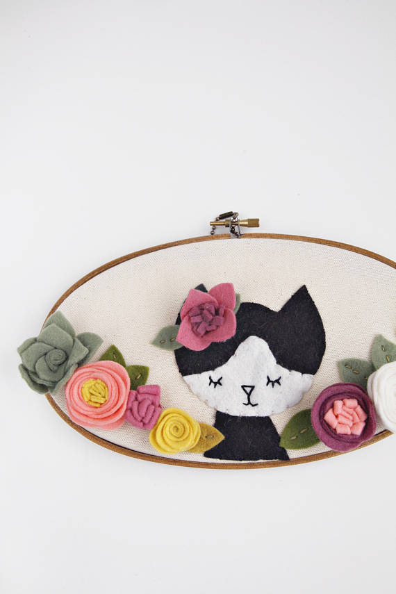 Cat with Flowers Nursery Wall Art