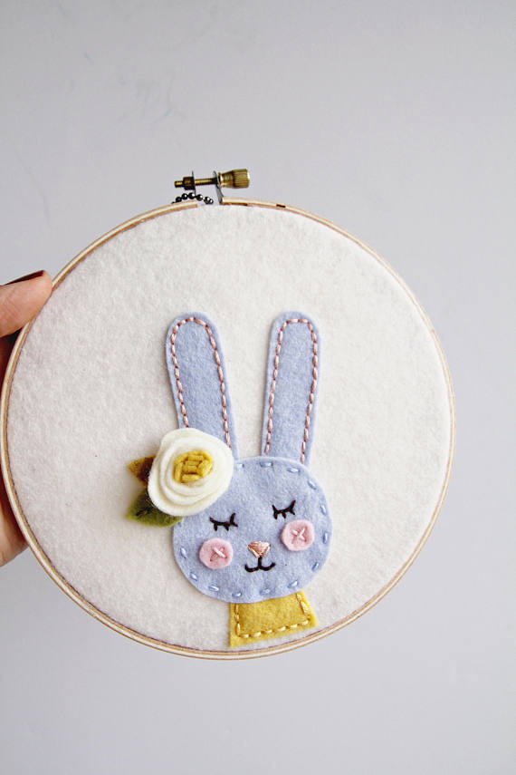 Bunny with Flower Nursery Wall Art