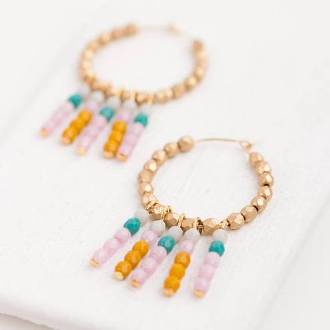 Gold Bead Hoop Earrings