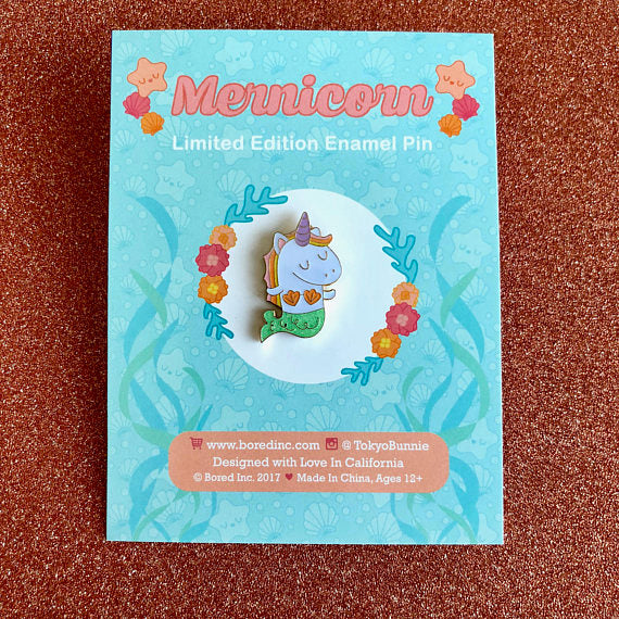 Mernicorn Mermaid Unicorn  Green Glitter Pin