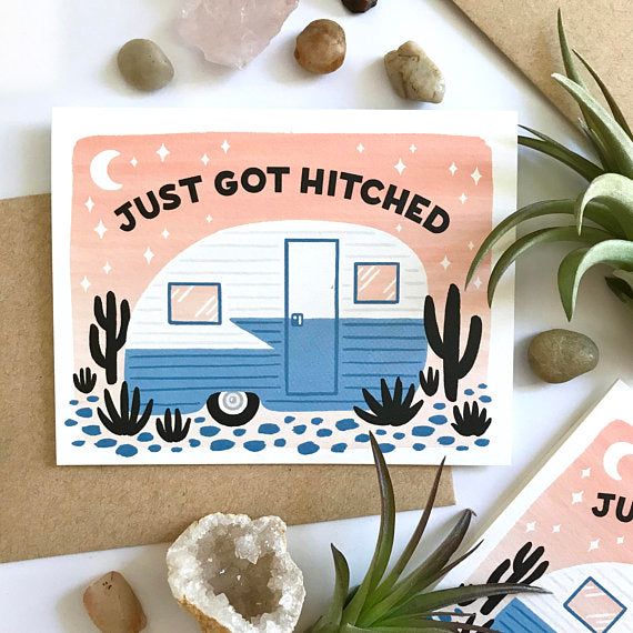 Just Got Hitched Greeting Card