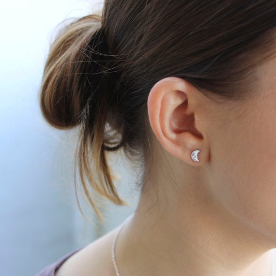 Moon Phase Stud Earrings - Sterling Silver*