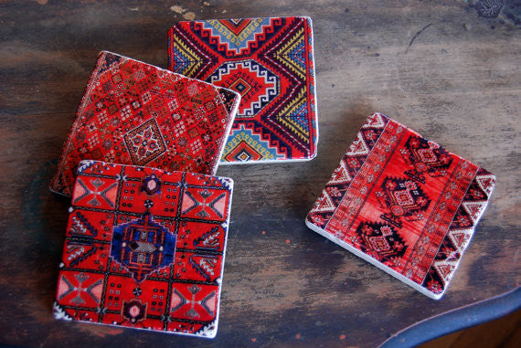 Kilim Stone Coasters // Set of 4