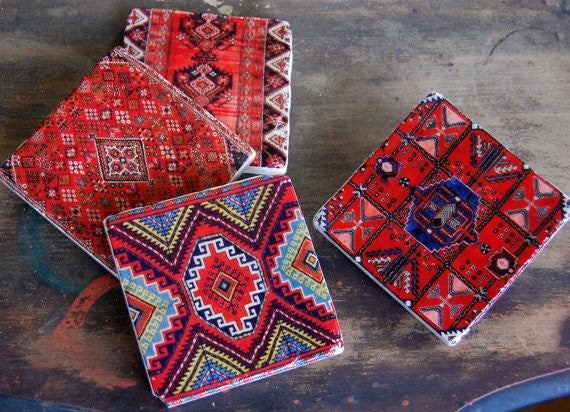 Kilim Stone Coasters // Set of 4