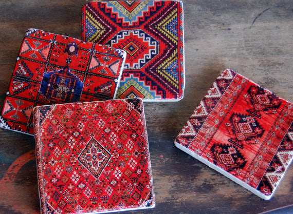 Kilim Stone Coasters // Set of 4