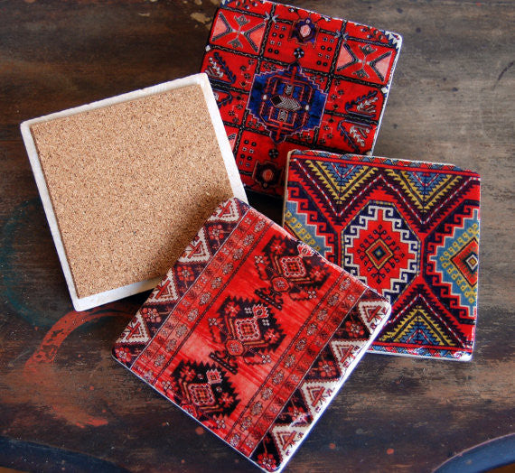 Kilim Stone Coasters // Set of 4