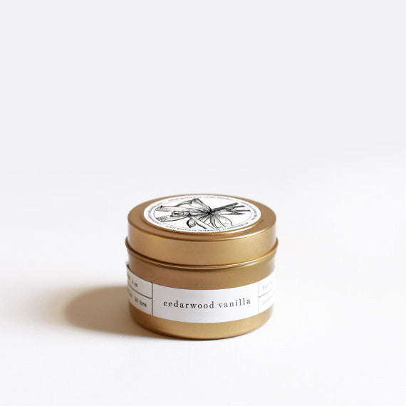 Cedarwood Vanilla Tin Travel Candle
