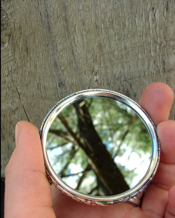 Asleep in the Quilted Forest: The Bear - Pocket Mirror