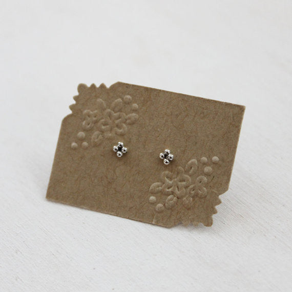 Mini Four Bead Stud Earrings - Sterling Silver