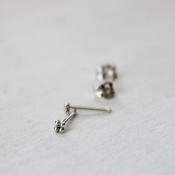 Mini Four Bead Stud Earrings - Sterling Silver