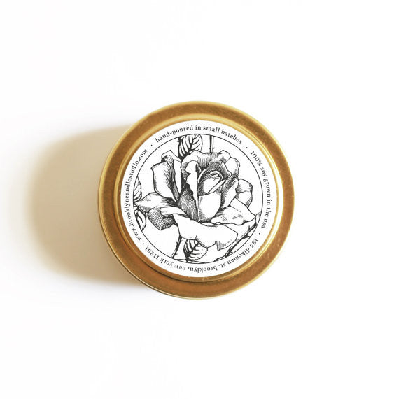 Rose Botanica Gold Tin Travel Candle