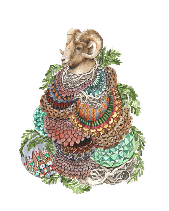Quilted Forest: The Ram - Art Print