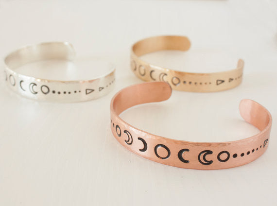 Brass Moon Phases Cuff Bracelet