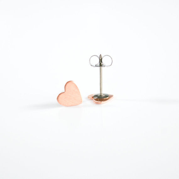 Copper Heart Studs