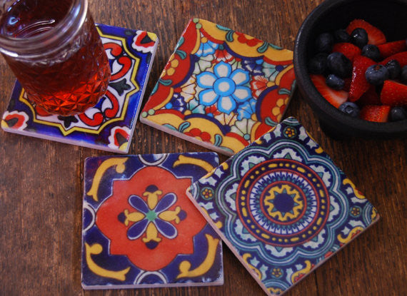 Mexican Tile Coasters // Set of 4