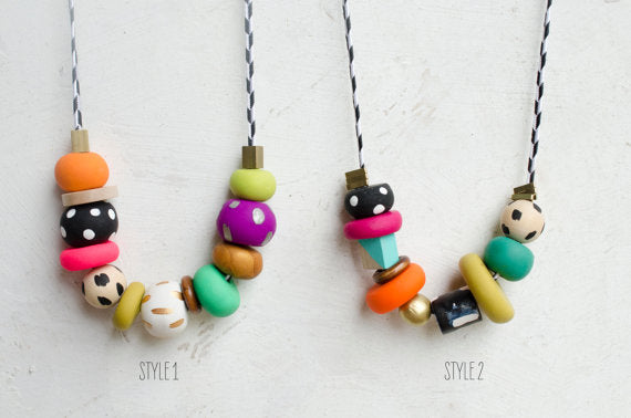 Clay and Pattern Handpainted Necklace