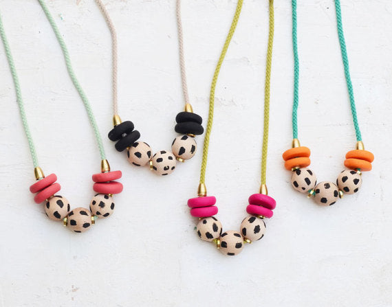 Bauble Necklace - Wood and Clay Beads